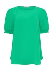 Verde - M&Co Shirred Short Sleeve Top - Imagen 5 de 5