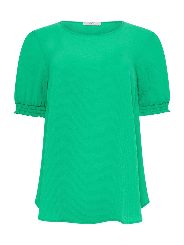 Verde - M&Co Shirred Short Sleeve Top - Imagen 5 de 5 Verde - M&Co Shirred Short Sleeve Top - Imagen 5 de 5