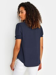 Azul - M&Co Shirred Short Sleeve Top - Imagen 3 de 5