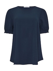 Azul - M&Co Shirred Short Sleeve Top - Imagen 5 de 5