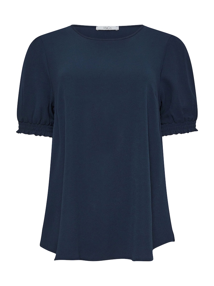 Azul - M&Co Shirred Short Sleeve Top - Imagen 5 de 5