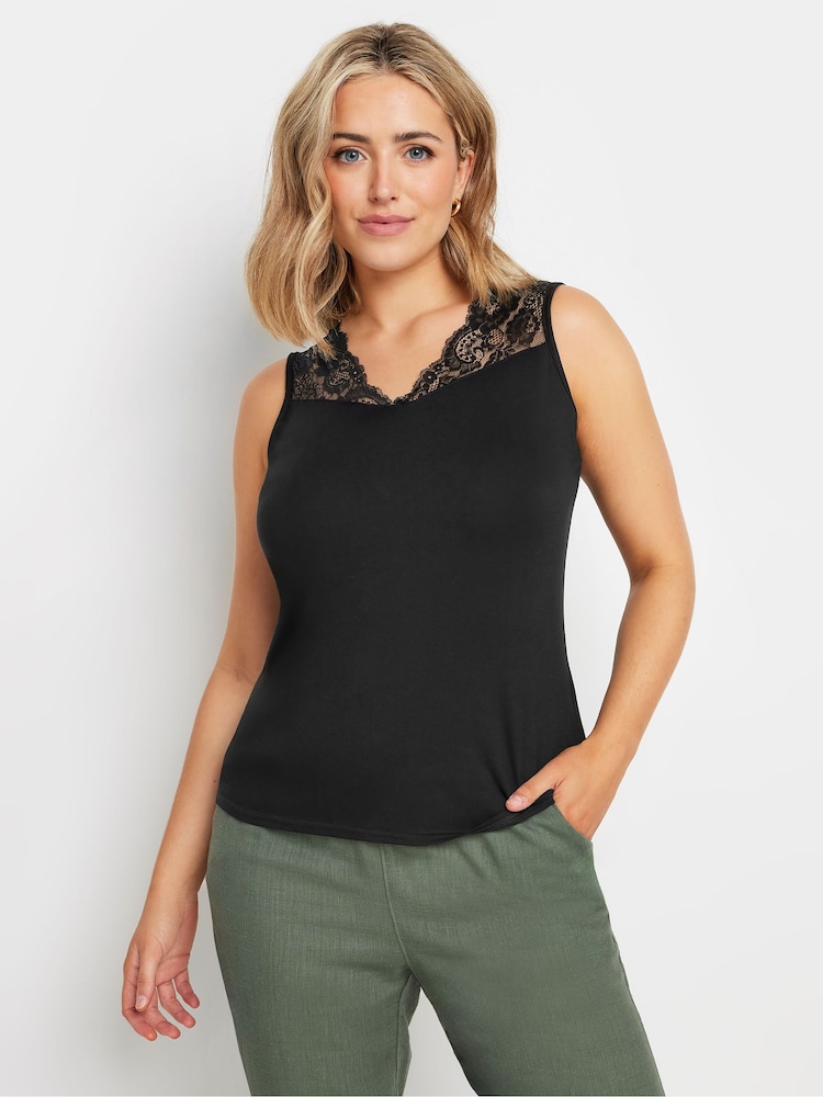 M&Co Black Sleeveless Lace Insert Top - Image 1 of 5