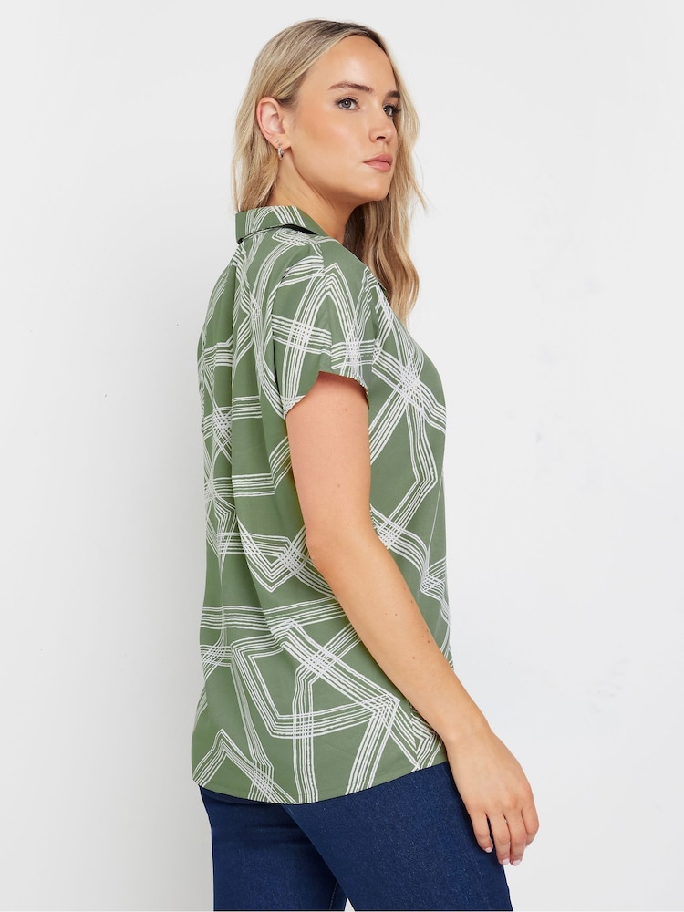 Long Tall Sally Green Abstract Grown On Sleeve Shirt - Image 3 of 5