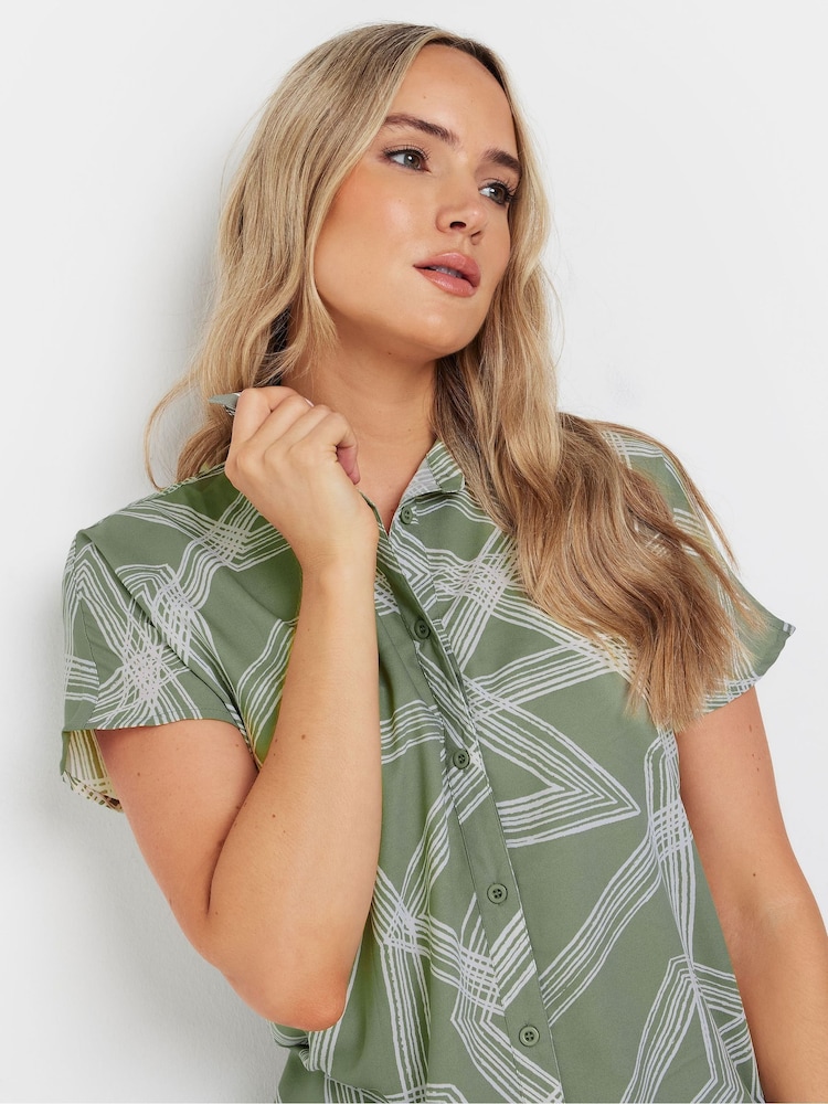 Long Tall Sally Green Abstract Grown On Sleeve Shirt - Image 4 of 5