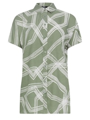 Long Tall Sally Green Abstract Grown On Sleeve Shirt - Image 5 of 5
