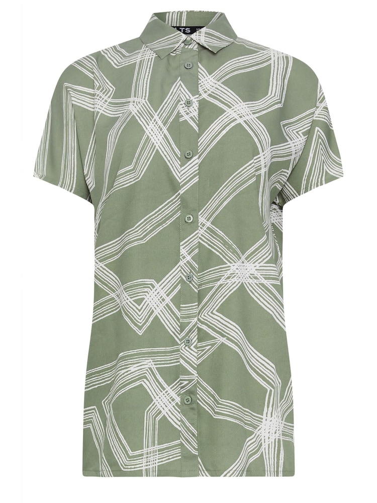Long Tall Sally Green Abstract Grown On Sleeve Shirt - Image 5 of 5