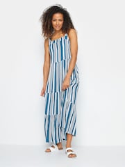 M&Co Blue & White Striped Tiered Dress - Image 1 of 5