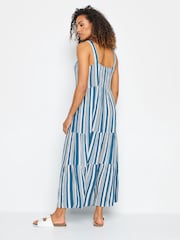 M&Co Blue & White Striped Tiered Dress - Image 2 of 5