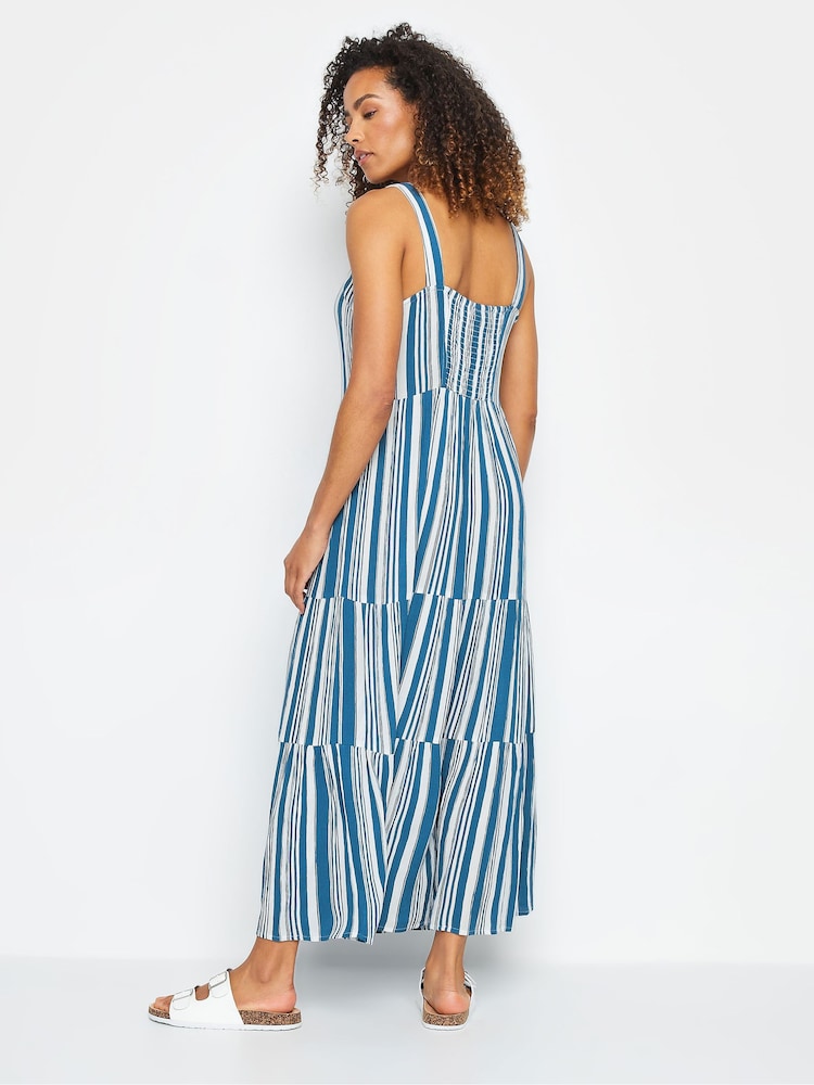 M&Co Blue & White Striped Tiered Dress - Image 2 of 5