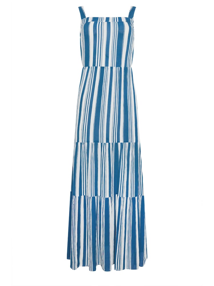 M&Co Blue & White Striped Tiered Dress - Image 5 of 5