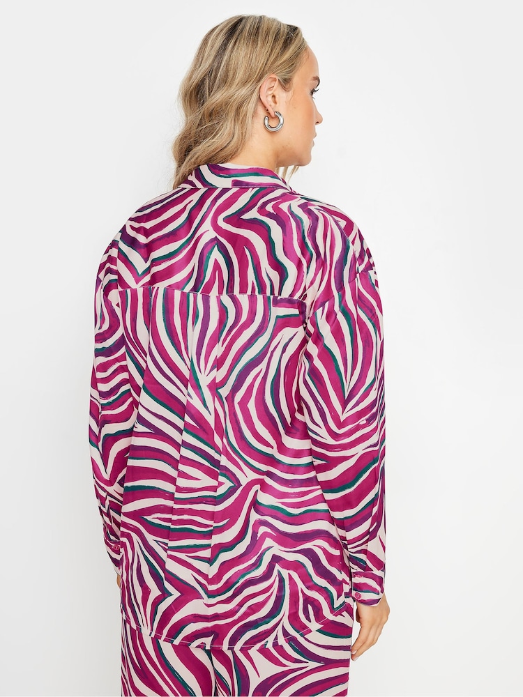 Long Tall Sally Purple Zebra Satin Shirt - Image 2 of 5