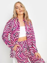 Long Tall Sally Purple Zebra Satin Shirt - Image 4 of 5