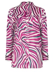 Long Tall Sally Purple Zebra Satin Shirt - Image 5 of 5