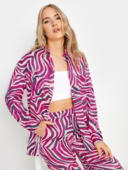 Long Tall Sally Purple Zebra Satin Shirt - Image 6 of 9