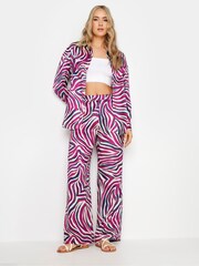 Long Tall Sally Purple Zebra Satin Shirt - Image 8 of 9