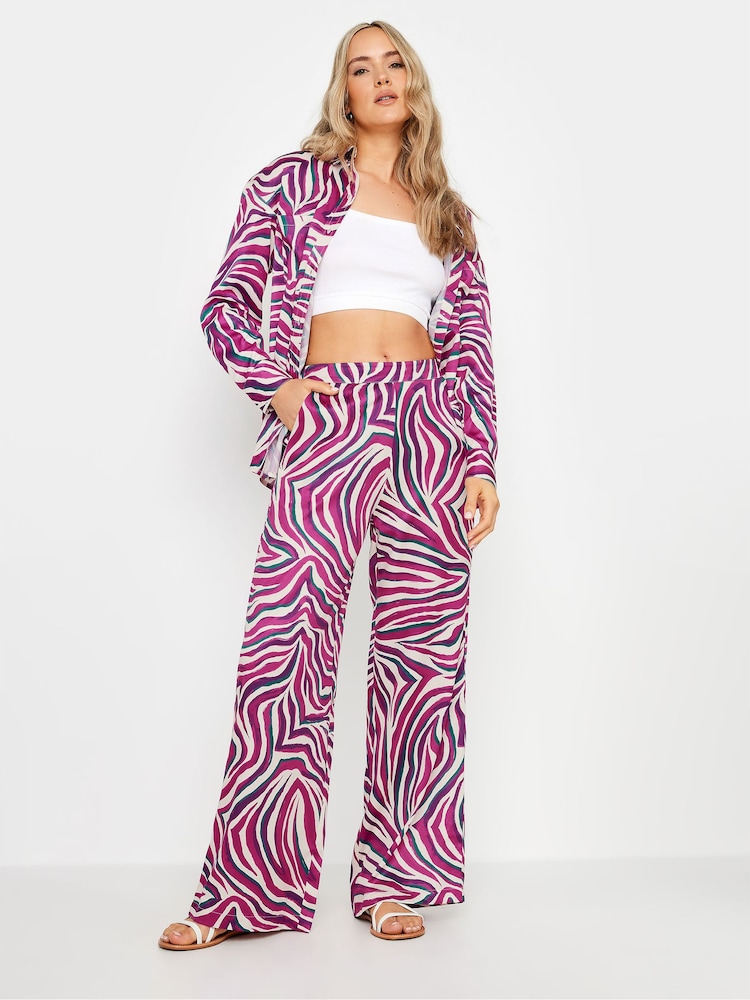 Long Tall Sally Purple Zebra Wide Leg Trousers - Image 1 of 4