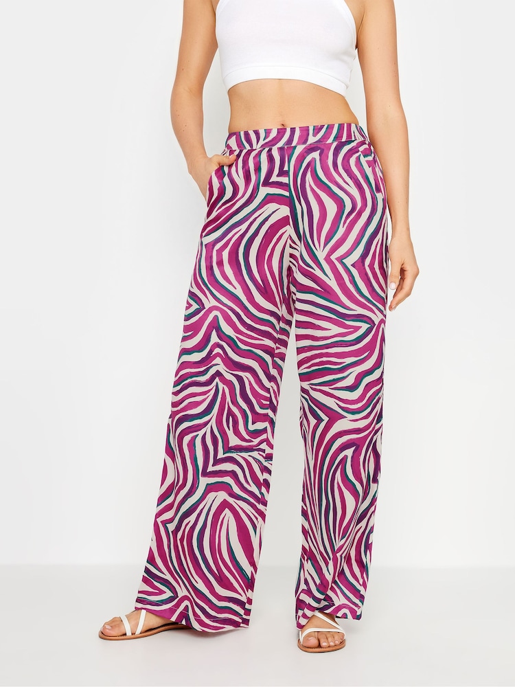 Long Tall Sally Purple Zebra Wide Leg Trousers - Image 2 of 4