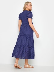 Long Tall Sally Blue Maternity Broderie Anglaise Tie Midaxi 100% Cotton Dress - Image 3 of 5