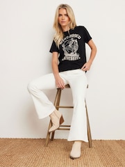 PixieGirl Petite White Kick Flare Jeans - Image 1 of 5
