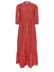 Long Tall Sally Orange Maternity Broderie Anglaise Midi 100% Cotton Dress - Image 5 of 5