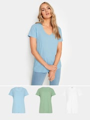 Blanco - Pack de 3 camisetas básicas de algodón 100 % con cuello en pico de Long Tall Sally - Imagen 1 de 9