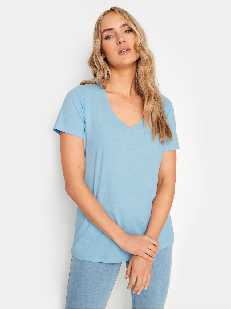 Blanco - Pack de 3 camisetas básicas de algodón 100 % con cuello en pico de Long Tall Sally - Imagen 2 de 9