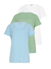 Blanco - Pack de 3 camisetas básicas de algodón 100 % con cuello en pico de Long Tall Sally - Imagen 6 de 9