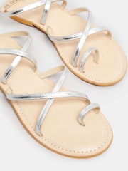 Long Tall Sally Silver Cross Strap Leather Sandals In Standard Fit - Image 5 of 5