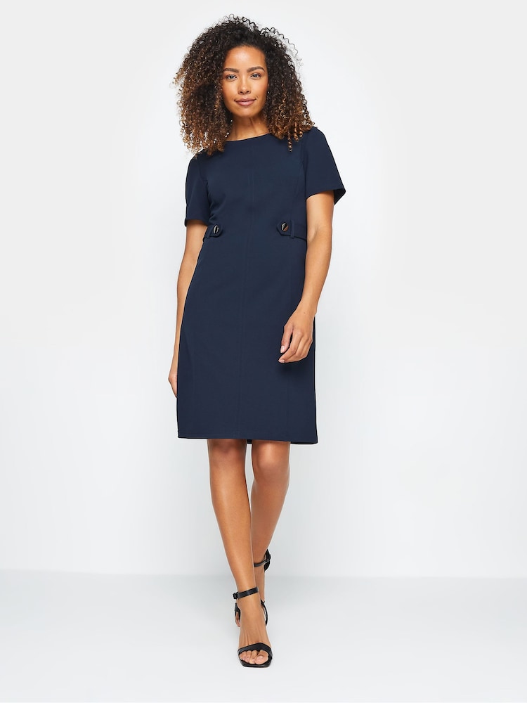 M&Co Blue Button Detail Tailored Shift Dress - Image 2 of 4