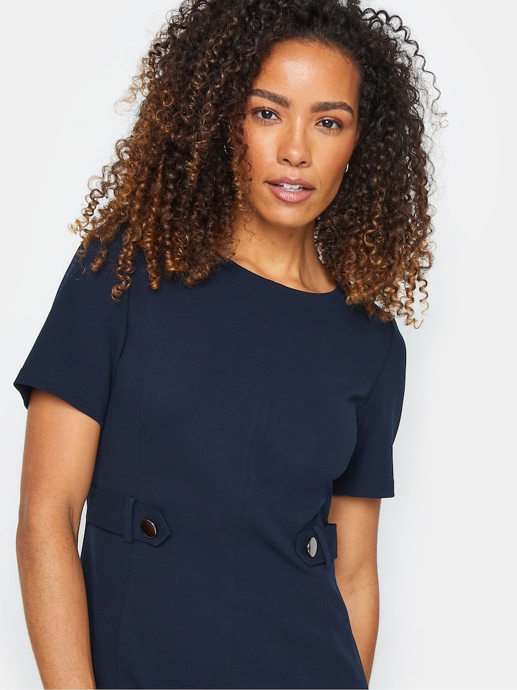M&Co Blue Button Detail Tailored Shift Dress - Image 4 of 4