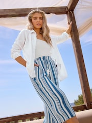 M&Co Blue Light Tie Waist Trousers - Image 1 of 6