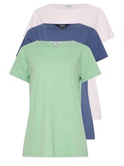 Rosa - Pack de 3 camisetas básicas de algodón 100 % con cuello en pico de Long Tall Sally - Imagen 6 de 9