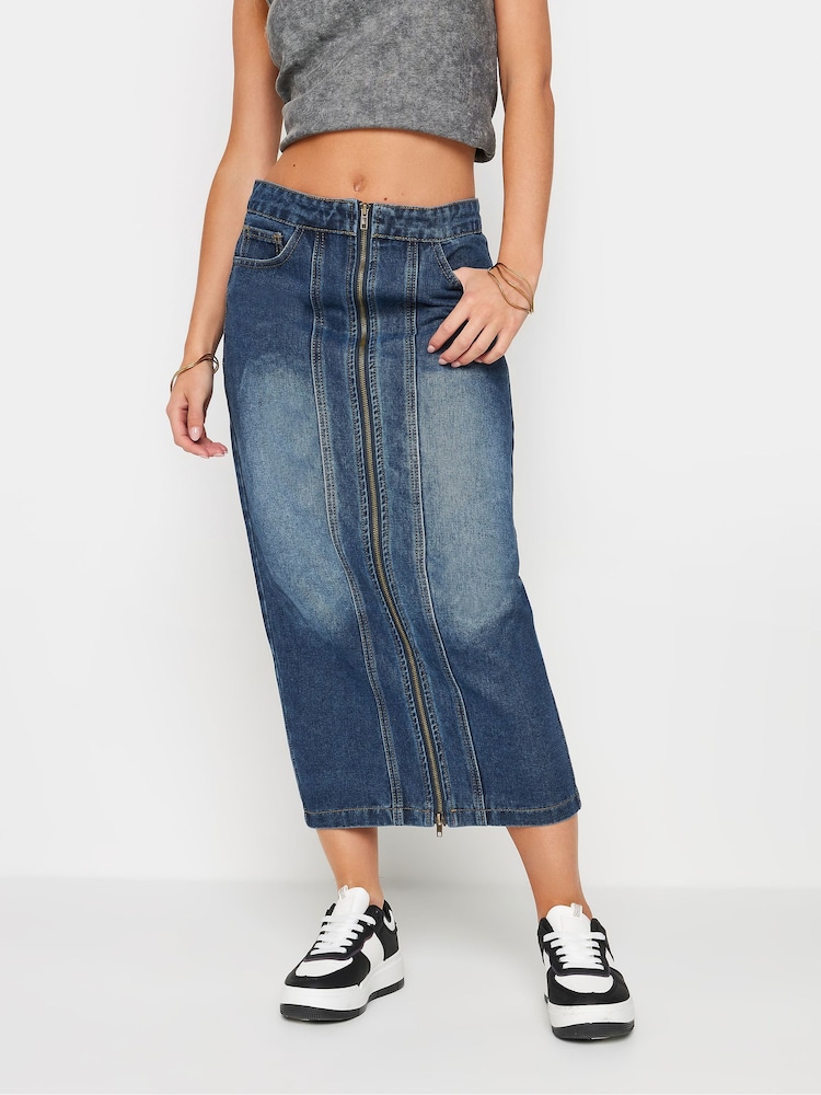 PixieGirl Petite Blue Double Sided Zip Skirt - Image 2 of 4