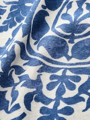 Bleu/blanc imprimé floral - Pantalon Blend lin large à taille nouée - Image 3 of 3