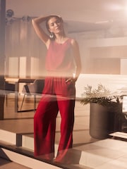 Rood - Linnen broek met wijde pijpen - Image 2 of 6