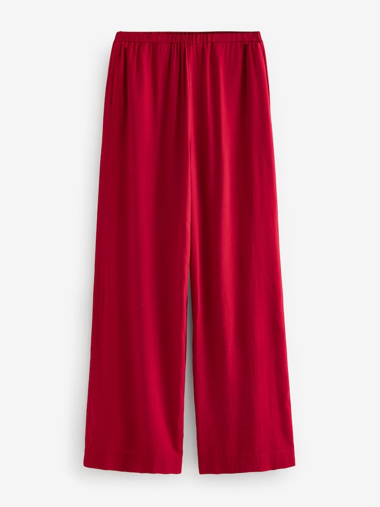 Rood - Linnen broek met wijde pijpen - Image 5 of 6