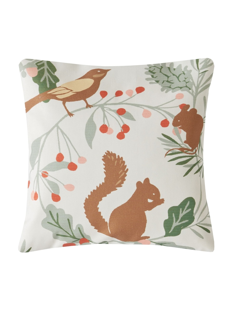Laura Ashley Sage Green Autumnal Woodland 100% Cotton Cushion - Image 1 of 2