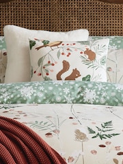 Laura Ashley Sage Green Autumnal Woodland 100% Cotton Cushion - Image 2 of 2