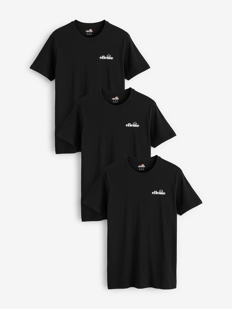 Ellesse Azzini 100% Cotton Black T-Shirts 3 Pack - Image 1 of 4