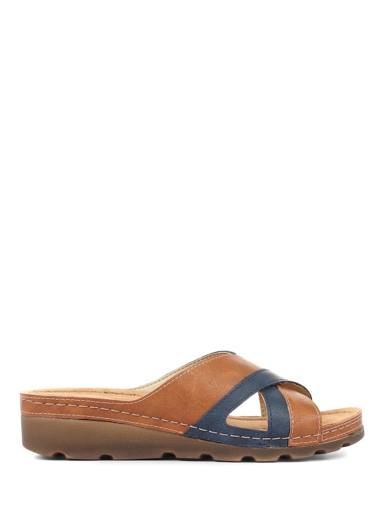 Tostado/azul marino - Pavers Crossover Mule Sandals - Imagen 1 de 5 Tostado/azul marino - Pavers Crossover Mule Sandals - Imagen 1 de 5