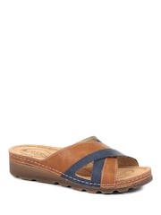 Tostado/azul marino - Pavers Crossover Mule Sandals - Imagen 2 de 5