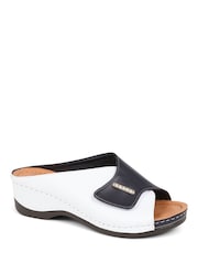 Pavers White Navy Pavers Mule Wedge Sandals - Image 2 of 3
