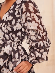 Friends Like These Cream Petite Chiffon Ruffle Wrap Mini Dress - Image 2 of 4