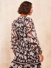 Friends Like These Cream Petite Chiffon Ruffle Wrap Mini Dress - Image 4 of 4