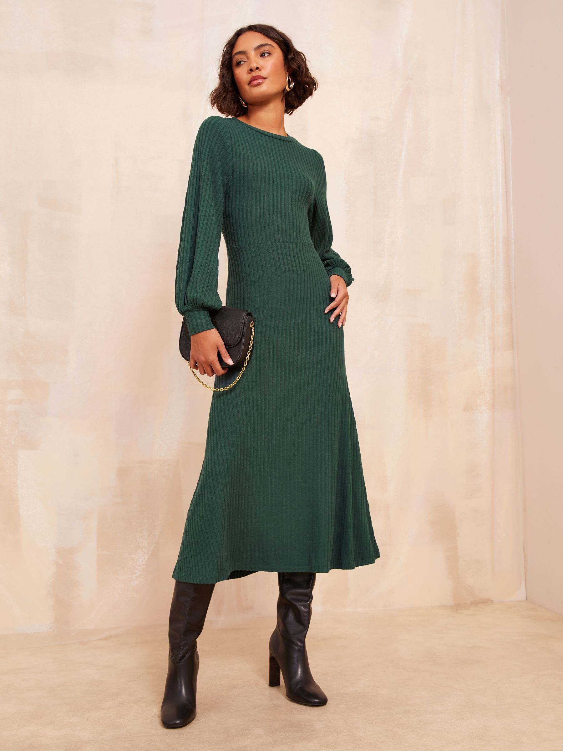 Khaki green midi dress discount