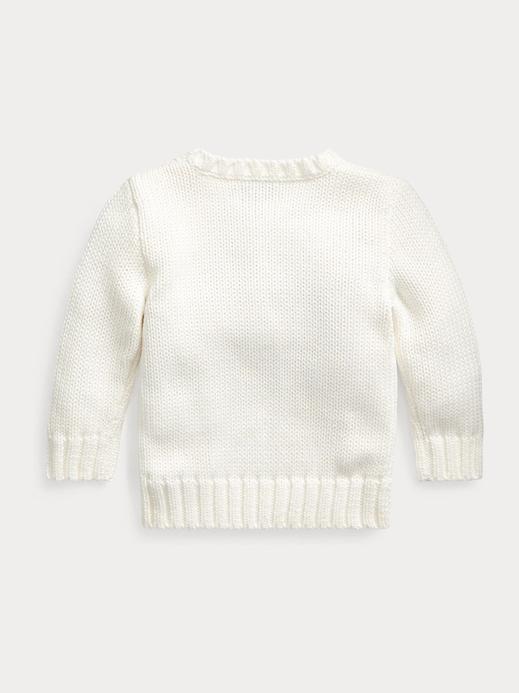 Polo Ralph Lauren Baby Boy The Iconic Flag 100% Cotton White Sweater - Image 2 of 2
