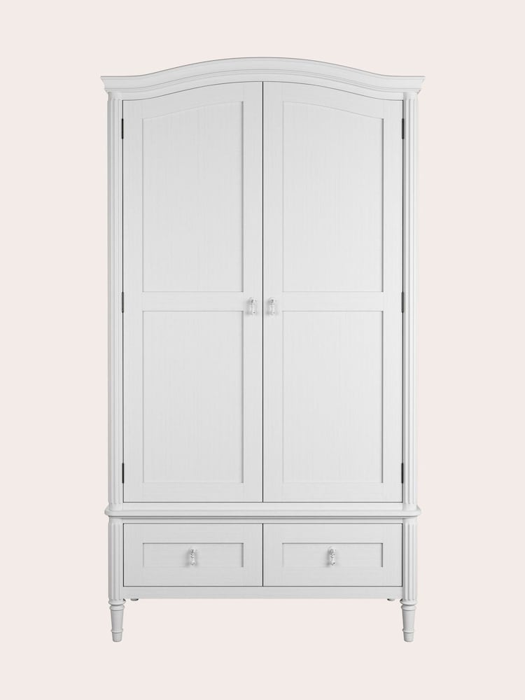 Laura Ashley White Washed Bramford Double 2 Drawer Wardrobe - Image 2 of 5