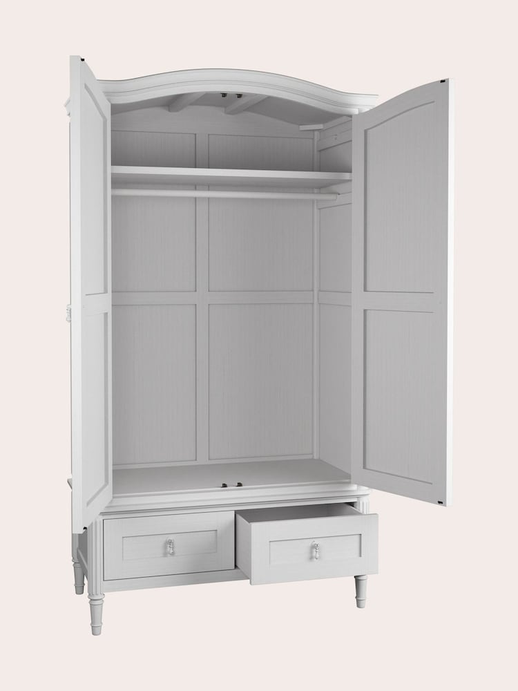 Laura Ashley White Washed Bramford Double 2 Drawer Wardrobe - Image 5 of 5
