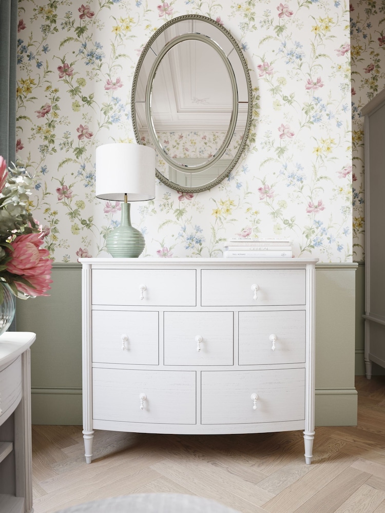 Laura Ashley White Washed Oak Bramford Chest of 7 Drawer Drawers - Image 1 of 4
