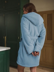 Blue Short Teddy Dressing Gown - Image 4 of 5